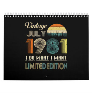 Calendrier Vintage Juillet 1981 Ce que je veux édition limité