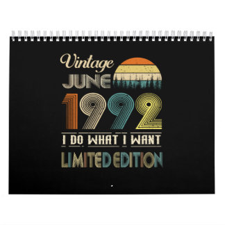 Calendrier Vintage Juin 1992 Ce que je veux édition limitée
