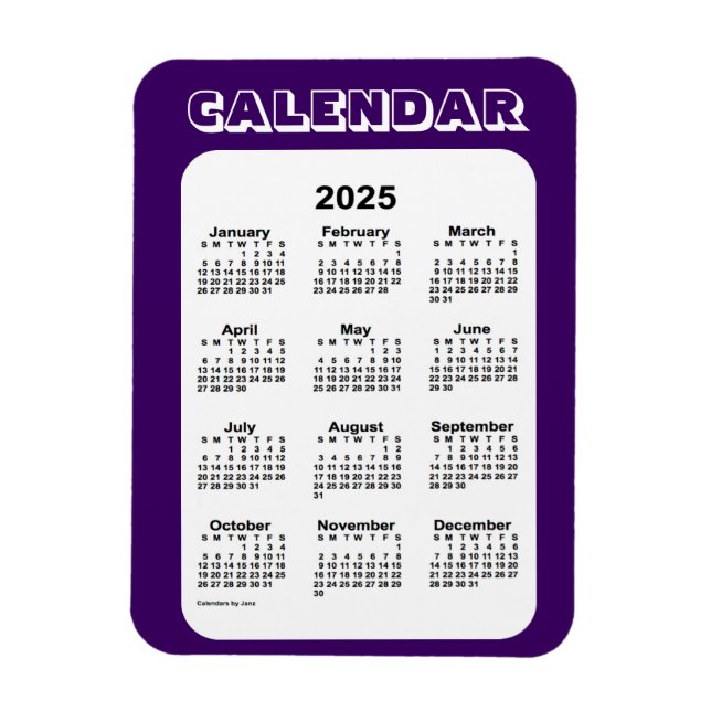 Calendrier violet 2025 par Janz 3x4 Magnet (Vertical)