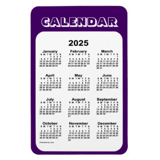 Calendrier violet 2025 par Janz 4x6 Magnet