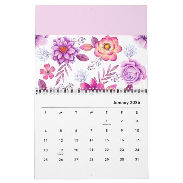 Calendrier Violet rose (Jan 2026)