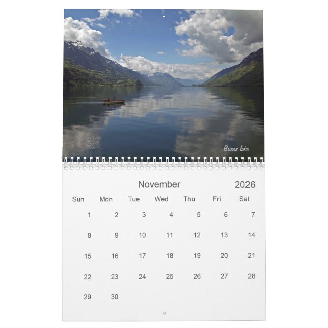Calendrier voyageons en Suisse en 2021 (Nov 2026)