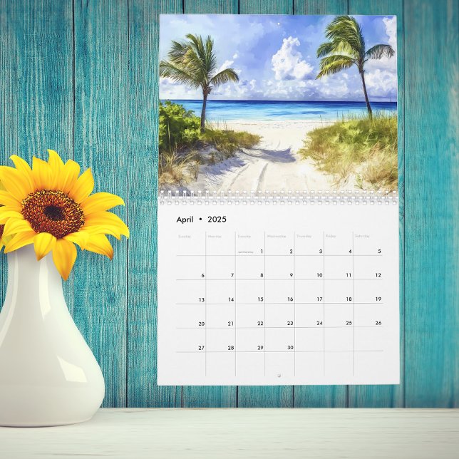 Calendrier Watercolor Beach Paysages marins (Créateur téléchargé)