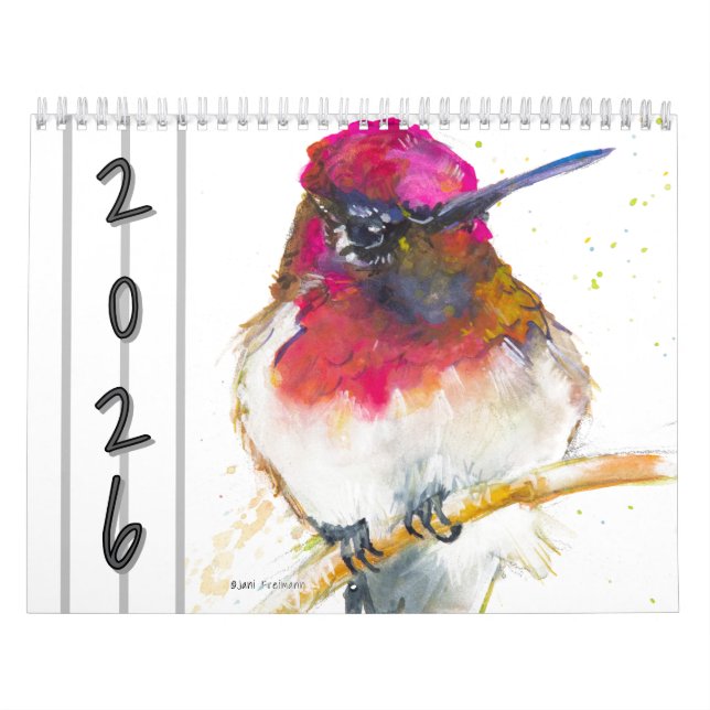 Calendrier Watercolor Birds Wall Calendar 2026 (Protection)