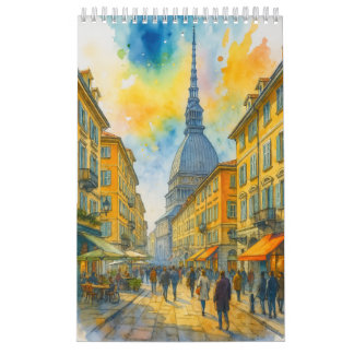 Calendrier Watercolor Cities of the World 2026 Travel Art 