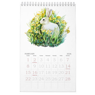 Calendrier Watercolor flowers and animals Calendar