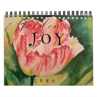 Calendrier Watercolor Flowers Two Page 12-Month Calendar