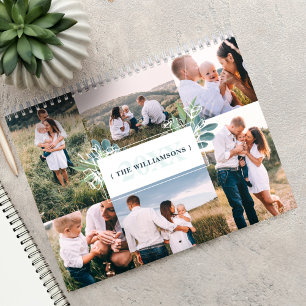 Calendrier Watercolor Foliage Famille Photo Collage & Monogra