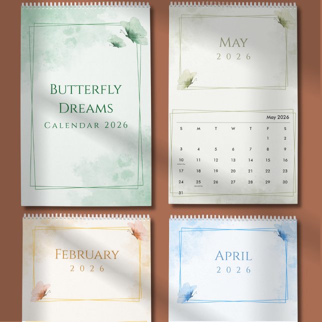 Calendrier Watercolor Modern Butterfly Aesthetic (Créateur téléchargé)