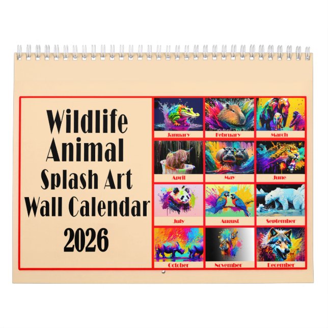 Calendrier Wildlife Animal Lovers Colour Splash Art 2026 (Protection)