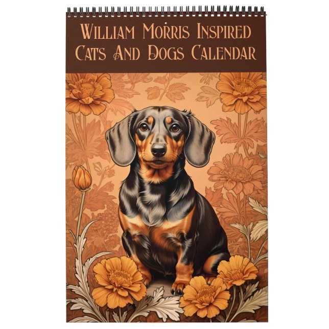 Calendrier William Morris Inspiré Chats Et Chiens 2025 (Protection)