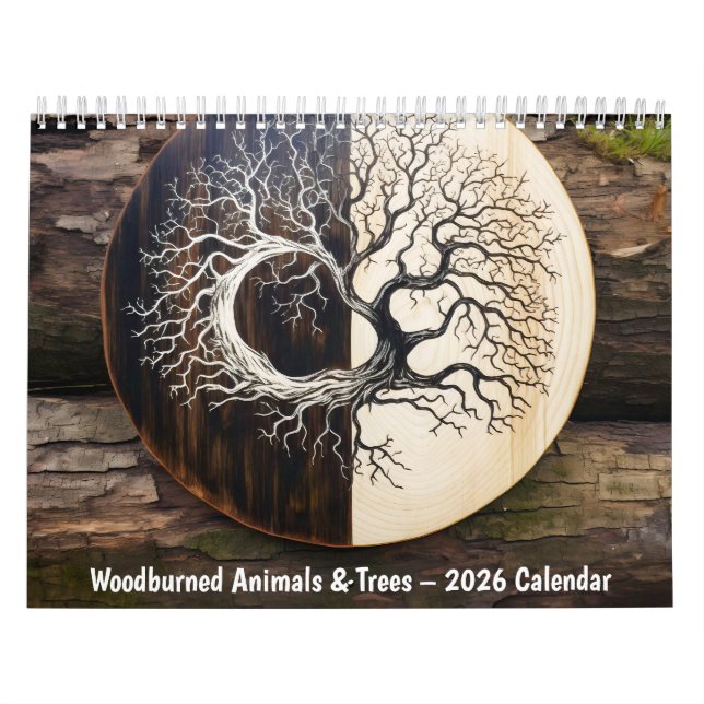 Calendrier Woodburned Animals & Trees – 2026 Calendar (Protection)