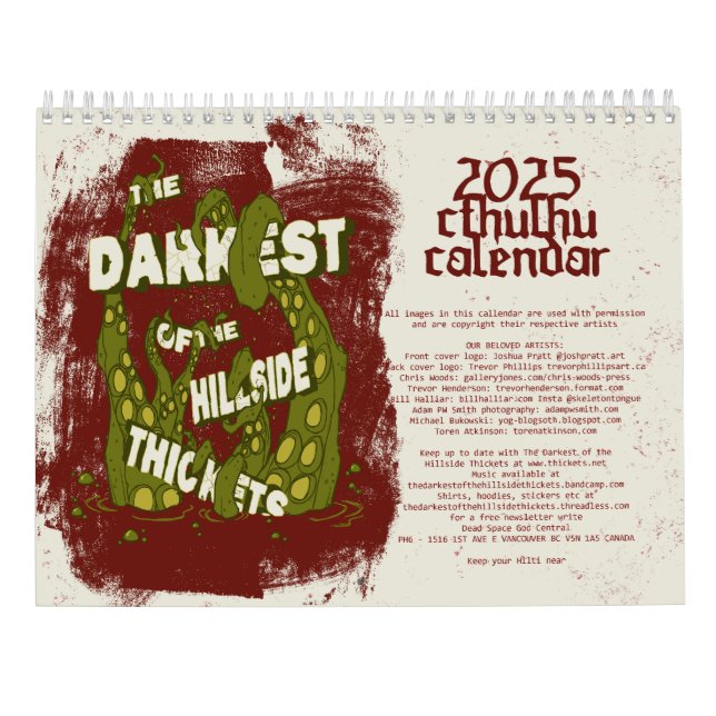 Calendrier Ye Olde Thickets 2025 (Dos)