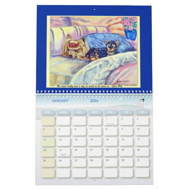 Calendrier Yorkshire Terrier (Jan 2026)