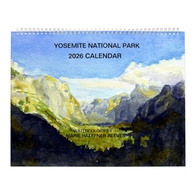 CALENDRIER YOSEMITE NATIONAL PARK 2026 WATERCOLOR CALENDAR (Protection)