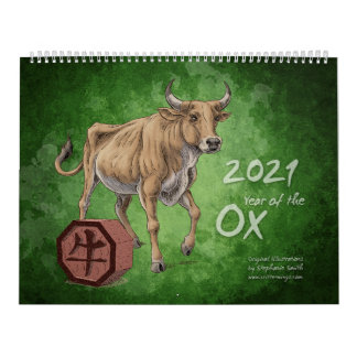 Calendrier Zodiac chinois 2021 : Année de l'oeuvre d'Ox
