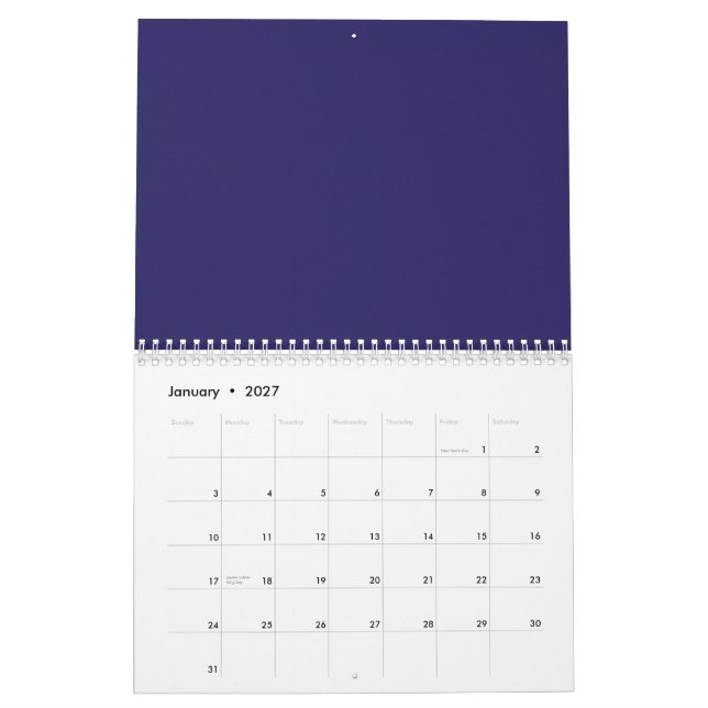 Calendriers d'exécution | Violet, surréel et plus (Jan 2027)