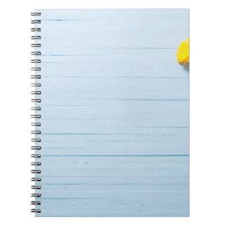 Calendula Flowers: Blue Wooden Background Notebook