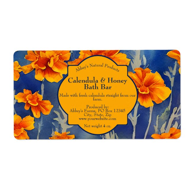 Calendula Flowers Soap or Cosmetics Label (Front)