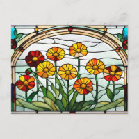 Calendula Flowers Stained Glass Garden