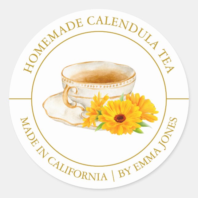 Calendula Tea Modern label (Front)
