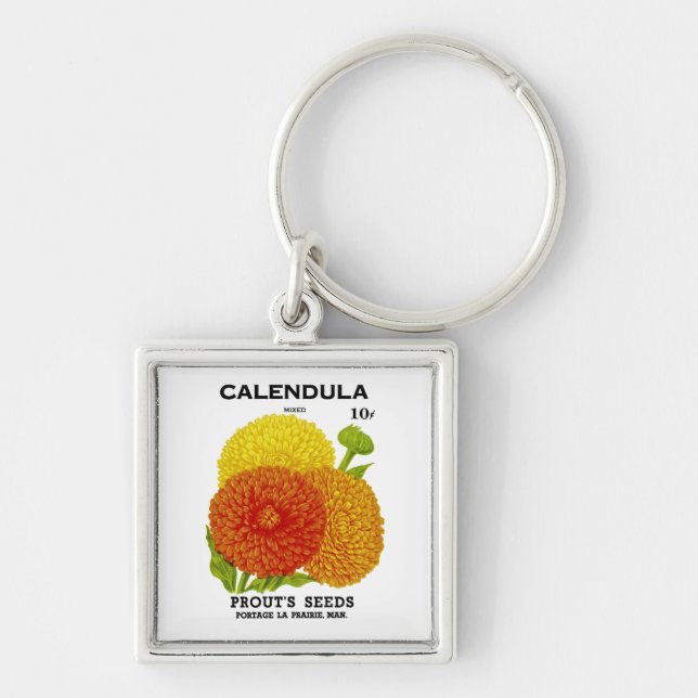 Calendula Vintage Seed Packet Keychain (Front)