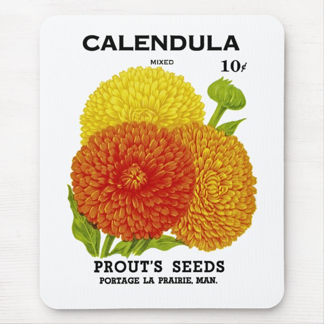 Calendula Vintage Seed Packet Mouse Pad (Front)