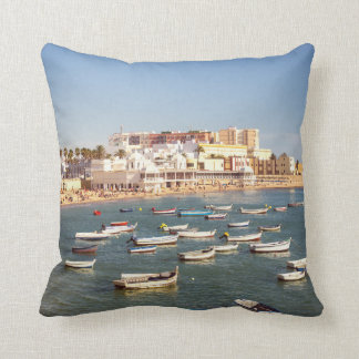 Caleta Beach In Cadiz, Andalusia, Spain Throw Pillow