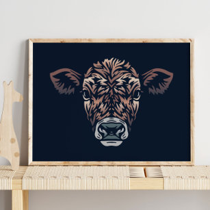 Calf Farm Animal Portrait   Calf Wall Print