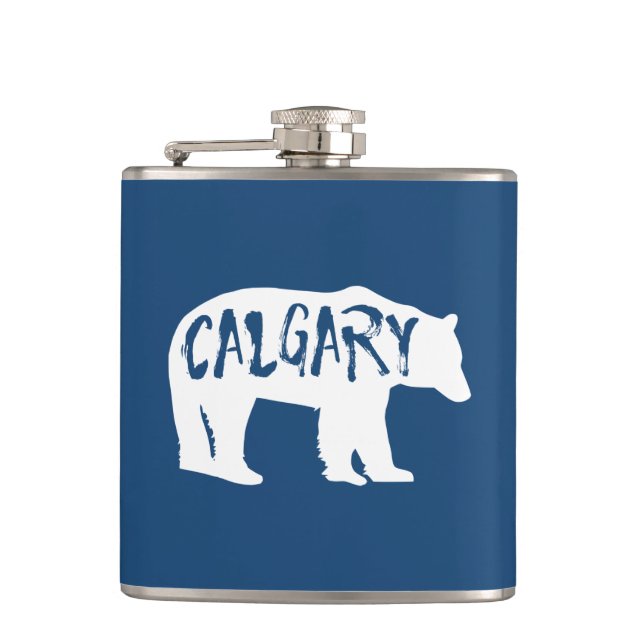 Calgary Alberta Bear Hip Flask (Front)