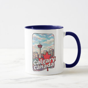Calgary Alberta Canada Cute Watercolor Skyline Mug