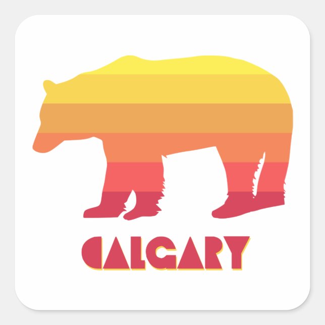 Calgary Alberta Rainbow Bear Square Sticker (Front)
