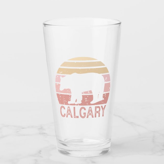 Calgary Alberta Retro Bear Glass (Front)