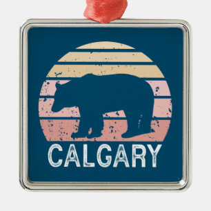 Calgary Alberta Retro Bear Metal Ornament