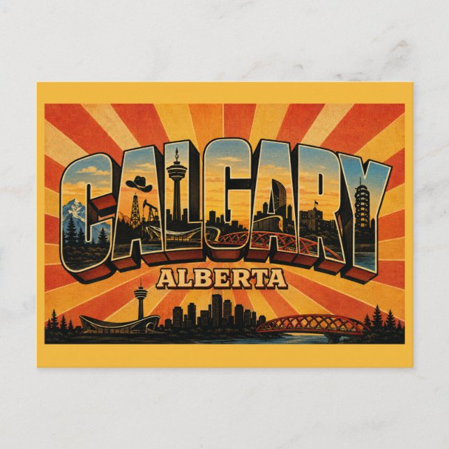 Calgary Alberta Rodeo & Energy Postcard (Front)
