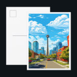 Calgary Canada Art Vintage Travel Illustration Postcard<br><div class="desc">Calgary Canada Art Vintage travel place illustration</div>