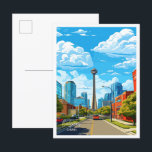 Calgary Canada Art Vintage Travel Illustration Postcard<br><div class="desc">Calgary Canada Art Vintage travel place illustration</div>