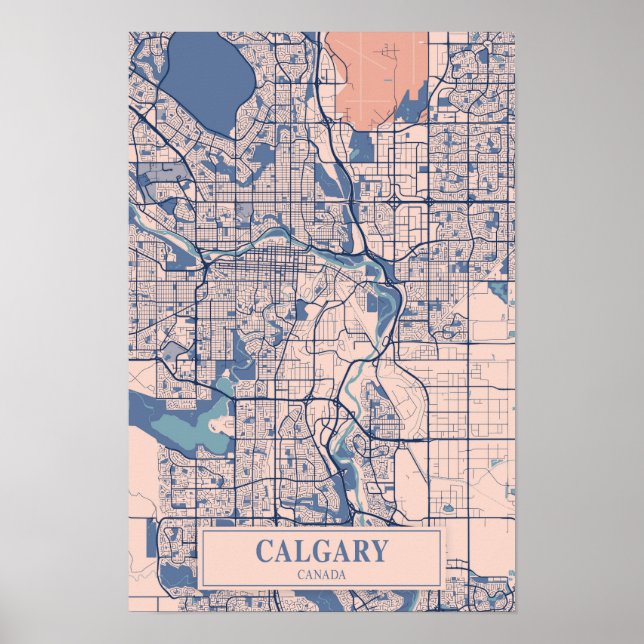 Calgary Canada Breezy City Map Travel Poster (Front)