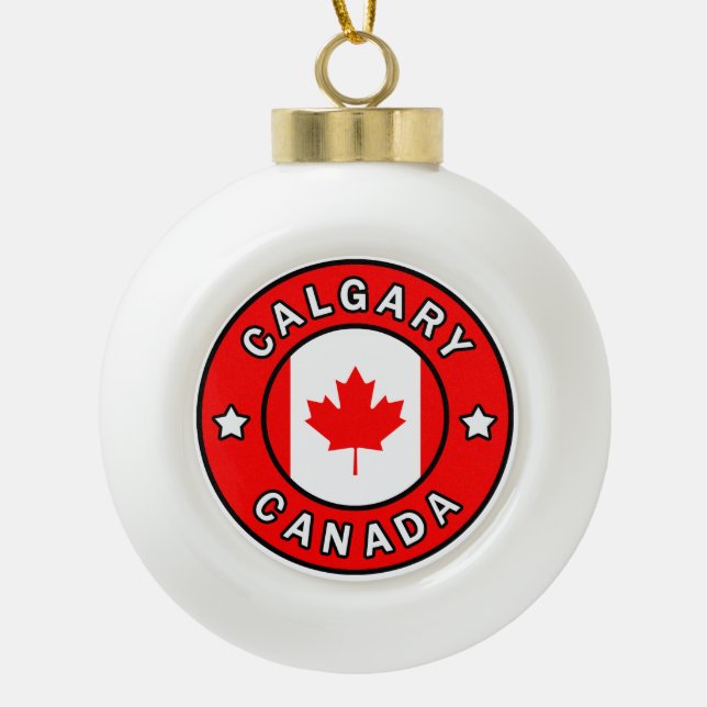 Calgary Canada Ceramic Ball Christmas Ornament (Front)