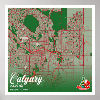 Calgary - Canada Christmas Colour City Map Poster