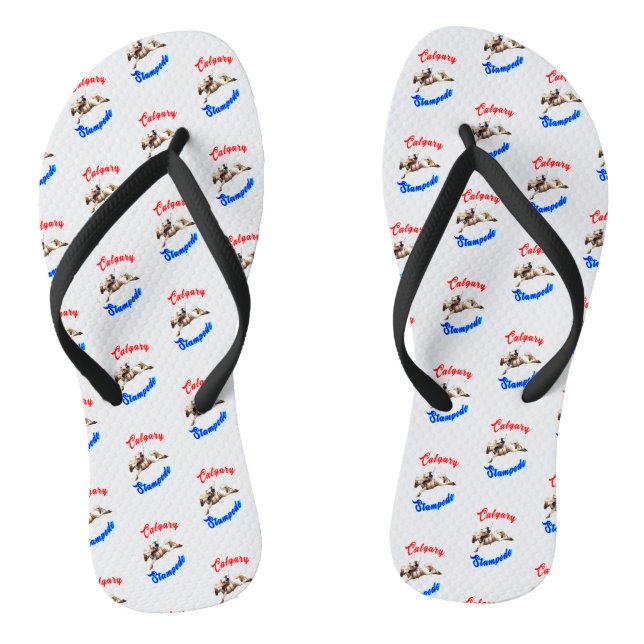 Calgary Canada Horses July Riders Calgary Stampede Flip Flops (Footbed)