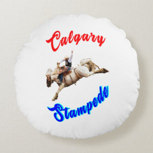 Calgary Canada Horses July Riders Calgary Stampede Round Pillow