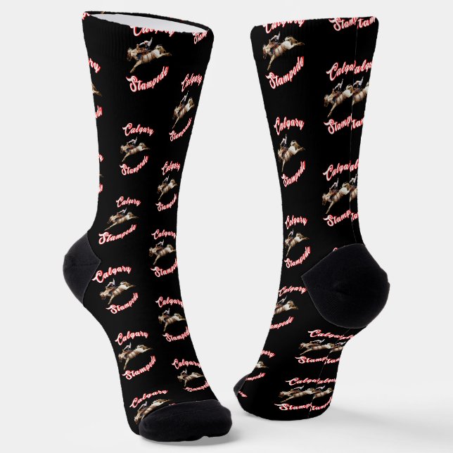Calgary Canada Hourse July Riders Calgary Stampede Socks (Angled)