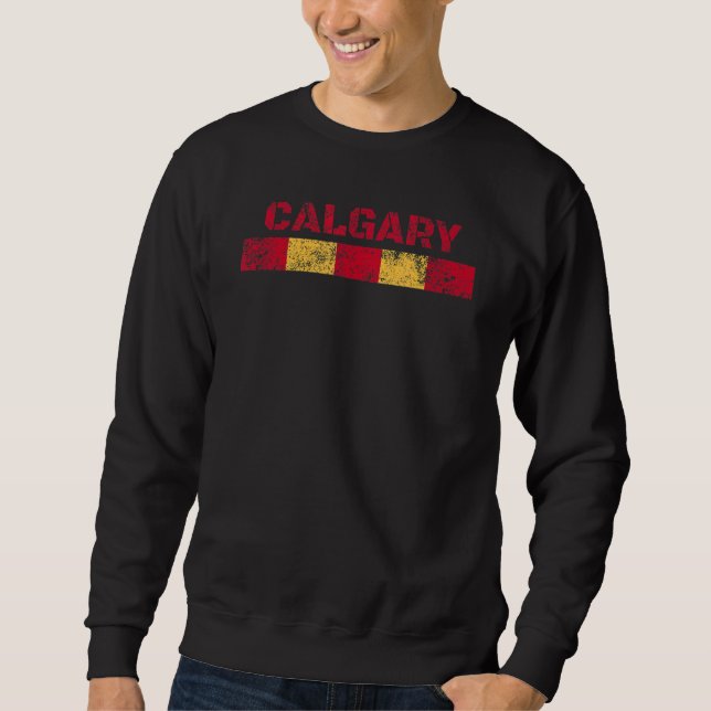 Calgary Canada Retro Vintage Weathered Throwback 9 Sweatshirt (Front)