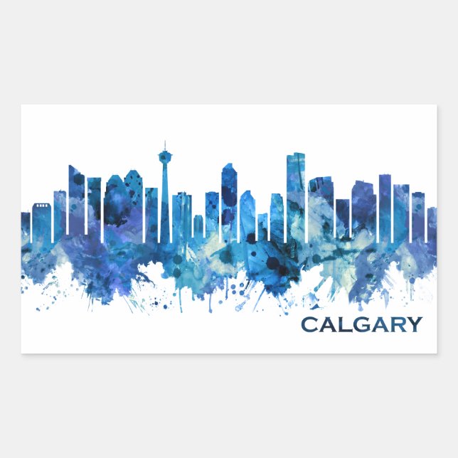 Calgary Canada Skyline Blue Sticker (Front)