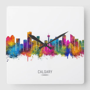 Calgary Canada Skyline Square Wall Clock