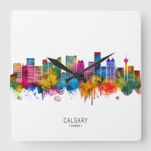 Calgary Canada Skyline Square Wall Clock