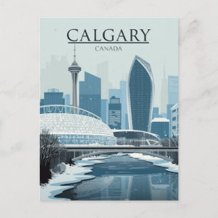 Calgary Canada Skyline Winter Snow Postcard