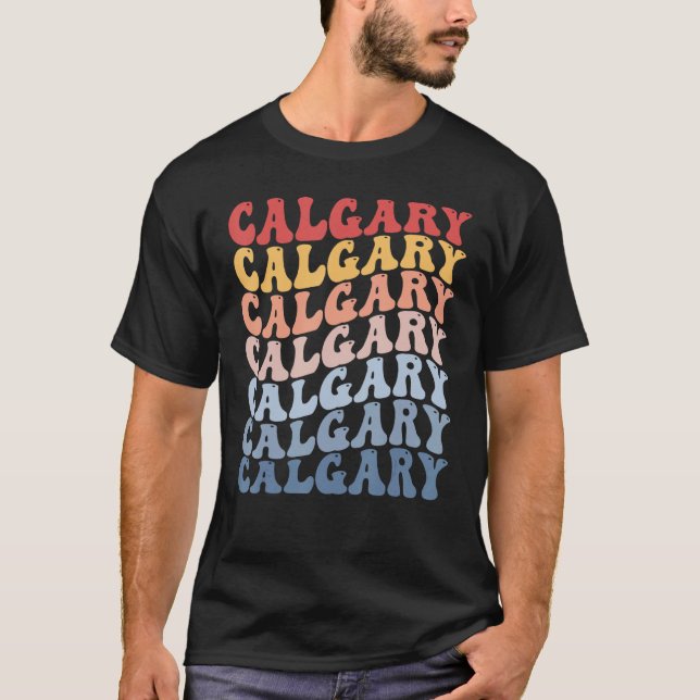 Calgary City Groovy Retro T-Shirt (Front)