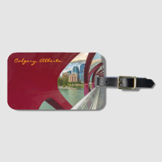 Calgary Cityscape through Peace Bridge at Evening Luggage Tag